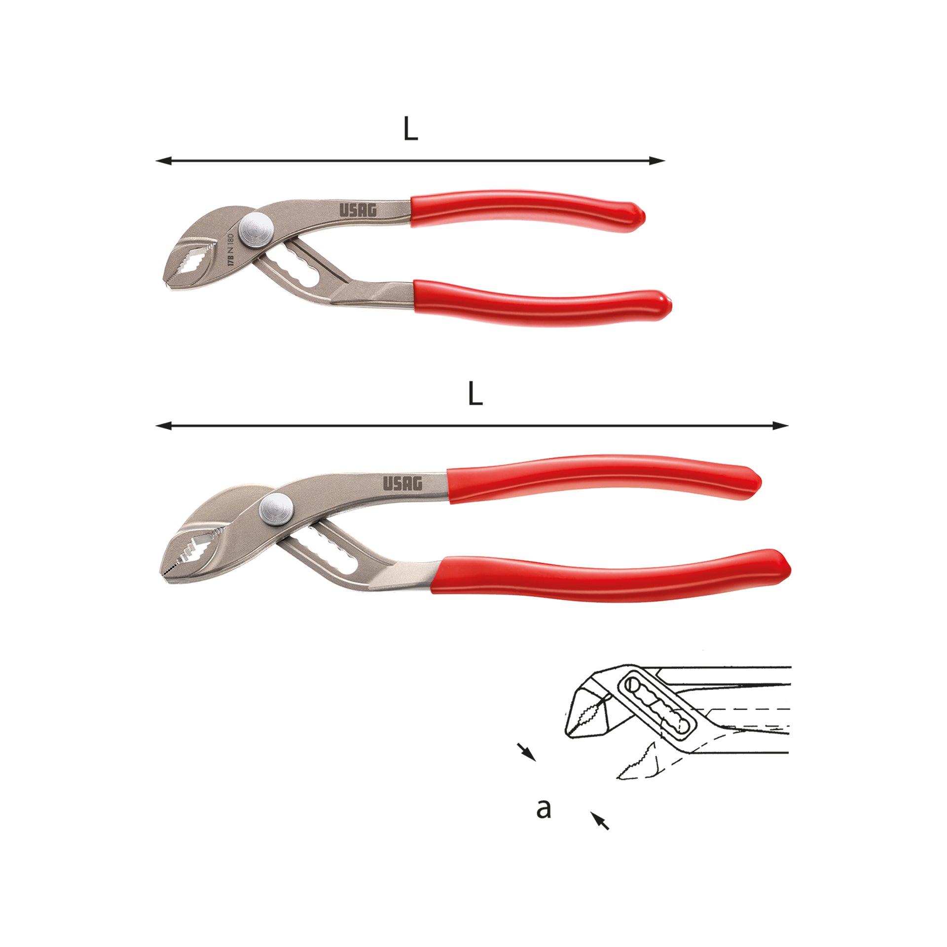 178 N - Adjustable pliers with overlapping hinge - Usag  178 N - Adjustable pliers with overlapping hinge - Usag